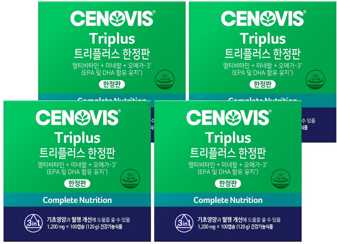 세노비스 트리플러스 3in1 프리미엄 멀티비타민, 100정, 4개