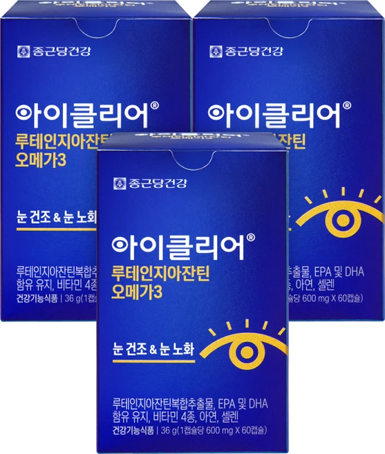 아이클리어 루테인 지아잔틴 오메가3, 60정, 3개 - 쿠팡