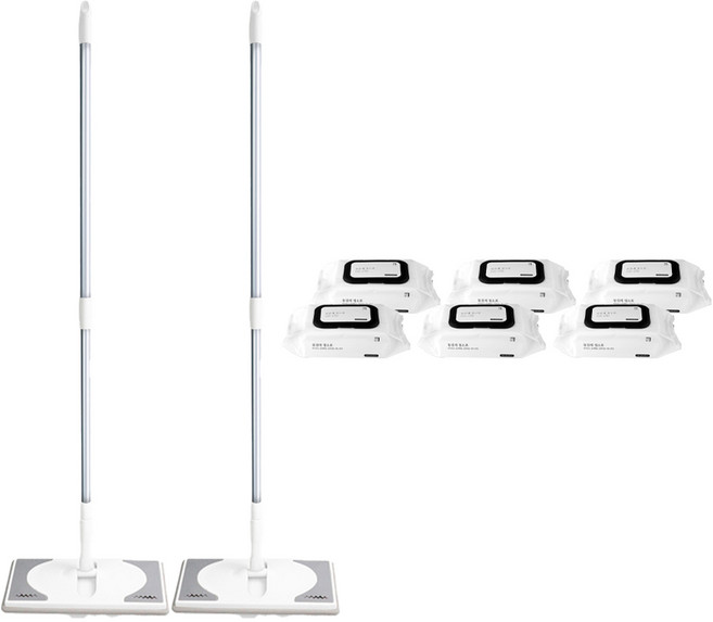 살림백서 청소포용 막대걸레 + 물걸레 청소포 90매, 2세트