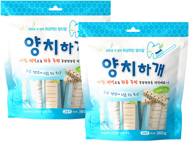 양치하개 강아지 덴탈껌 24p, 스케일링, 360g, 2개