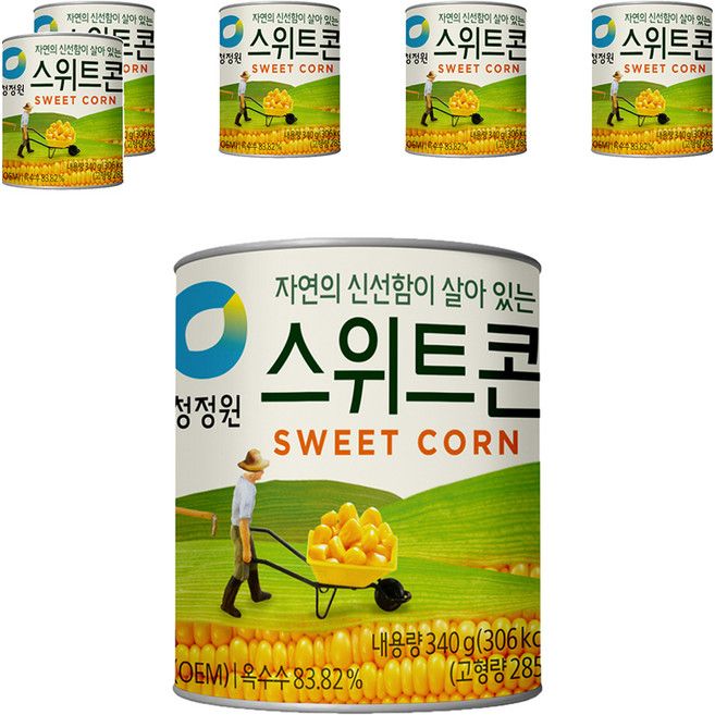 청정원 스위트콘 통조림, 340g, 6개