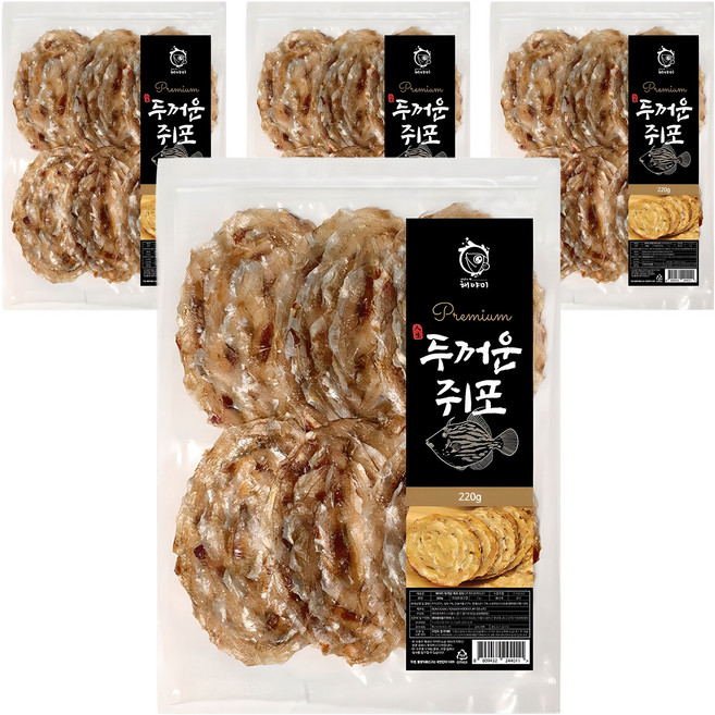 해야미 두꺼운 쥐포, 220g, 4개