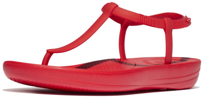 fitflop 女款 iQUSHION Splash T字帶涼鞋, 紅色, 245