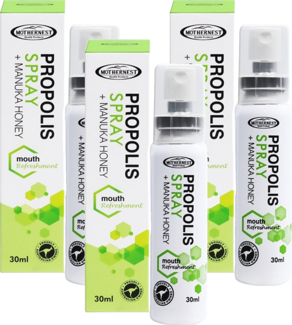 MOTHERNEST 蜂膠噴霧與麥盧卡蜂蜜, 30ml, 3個