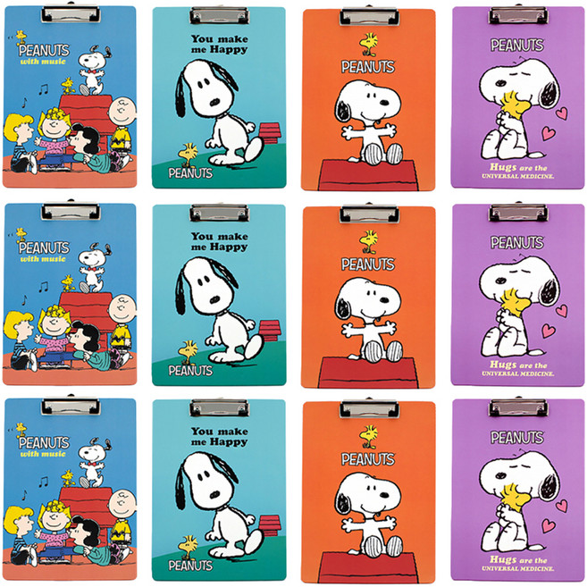 에이치엠플러스 피너츠 스누피 클립보드 A4 4p, 랜덤발송, 3세트