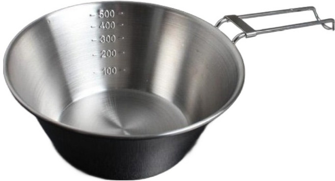 몬테로 접이식 스테인리스 핸들 시에라 컵 600ml + 보관 메쉬망 세트, 1개