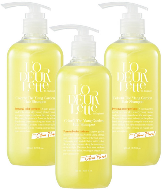 로더렛 컬러 핏 헤어 비오틴 약산성 퍼퓸 샴푸 시트러스 플로러 향, 500ml, 3개