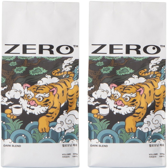 헬로모닝 제로 다크 블렌드 원두, 홀빈(분쇄안함), 500g, 2개