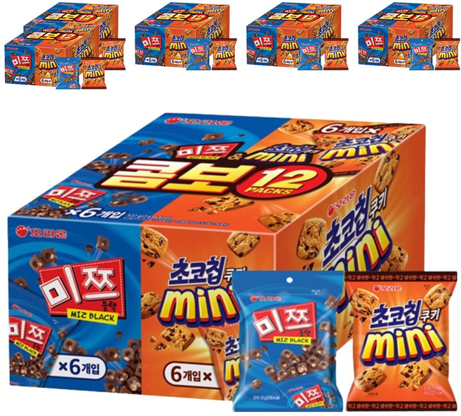 오리온 콤보 12 PACKS 과자세트, 미쯔6P+초코칩쿠키미니6P, 6개