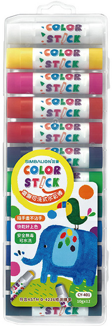 SIMBALION 雄獅 可洗式水彩棒, 12色, 10g