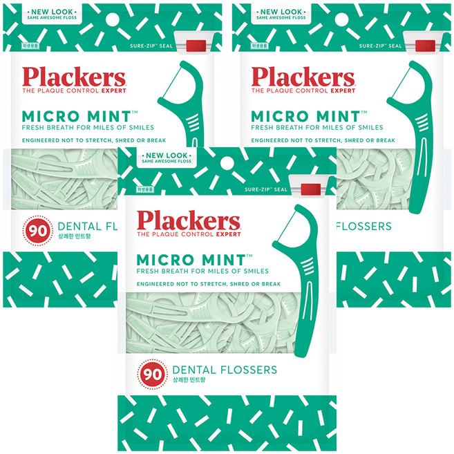 플랙커스 마이크로 민트 치실, 8cm, 90개입, 3개