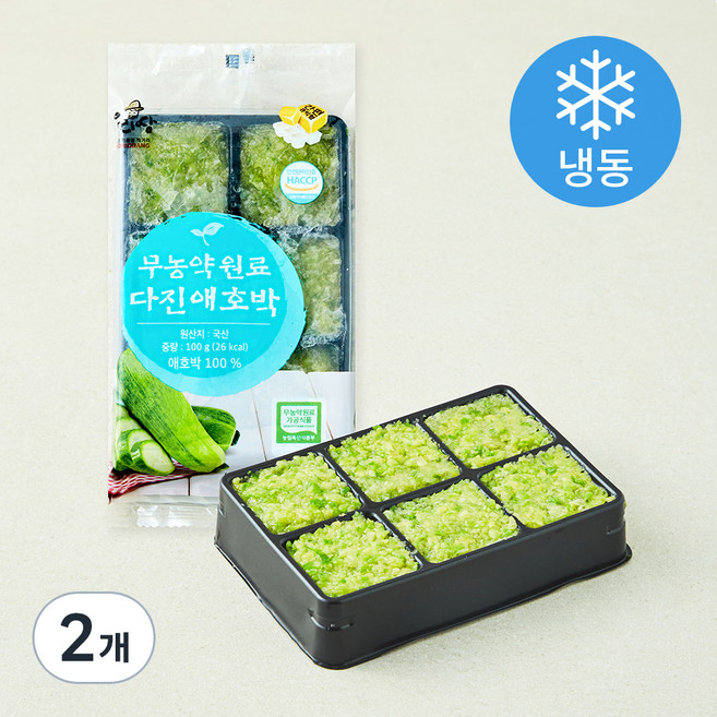 우리땅 무농약원료 가공식품 인증 다진 애호박 (냉동), 100g, 2개