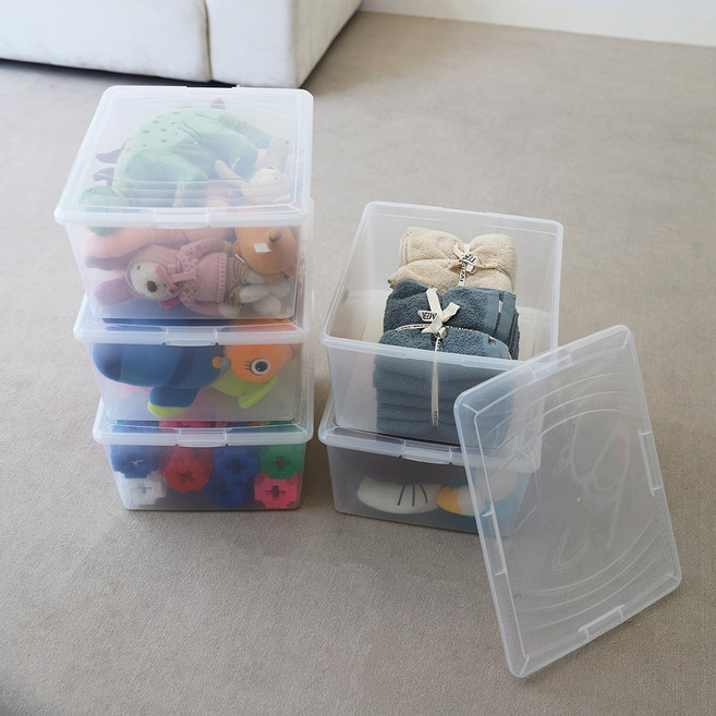 아이리스 국내 제조 다용도 수납박스 대형 OCA-L, 투명, 5개