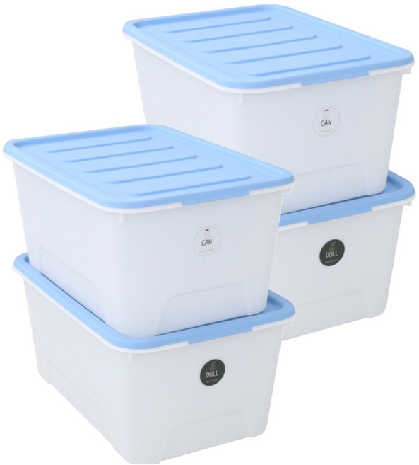 가쯔 멀티블럭 리빙박스, 블루, 56L, 4개