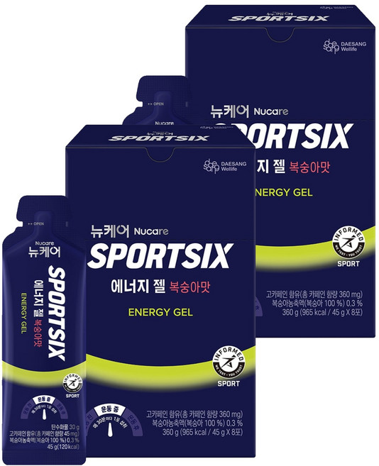 뉴케어스포식스 정품 에너지 젤 복숭아맛, 8회분, 2개