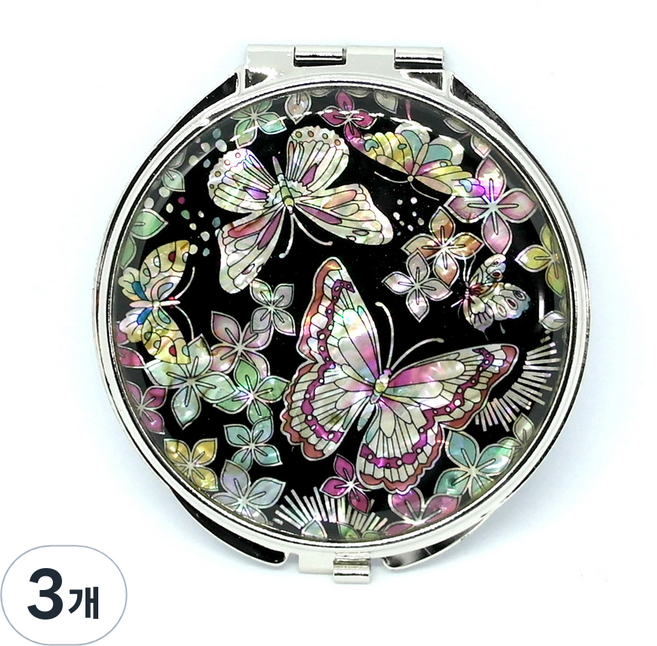 파앤카코리아 고급 자개 손거울, 3개, 꽃나비