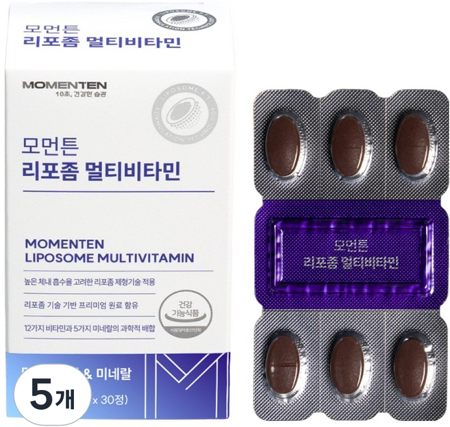 모먼튼 리포좀 멀티비타민 미네랄 33g, 5개, 30정