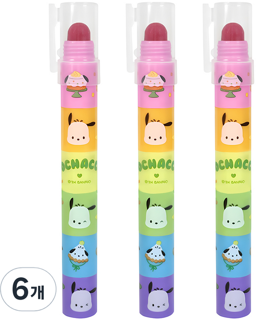 산리오 레인보우 블럭 형광펜, 랜덤발송, 6개