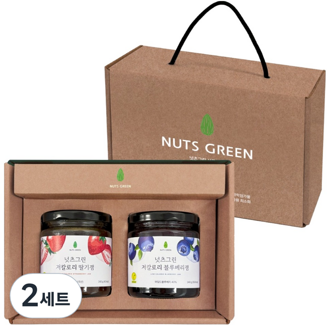 넛츠그린 저칼로리 저당 딸기잼 + 블루베리잼 선물세트, 480g, 2세트