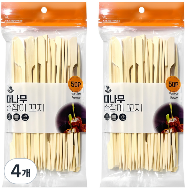 블룸엣홈 대나무 손잡이 꽂이 대, 50개입, 4개