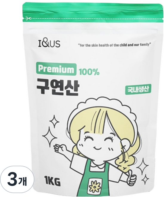 아이앤어스 프리미엄 구연산, 1kg, 3개