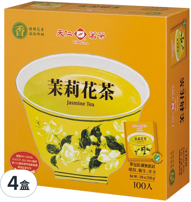 天仁茗茶 茉莉花茶, 2g, 100包, 4盒