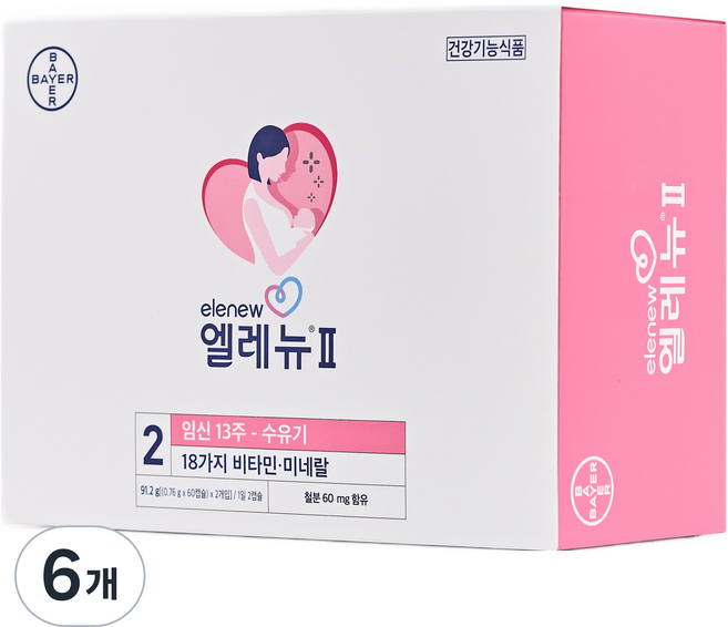 엘레뉴 임산부 영양제 2단계, 120정, 6개