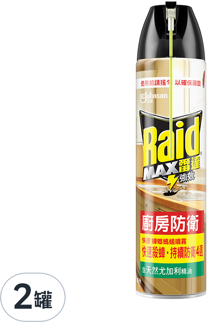 Raid 雷達 快速蟑螂螞蟻藥 尤加利, 500ml, 2罐