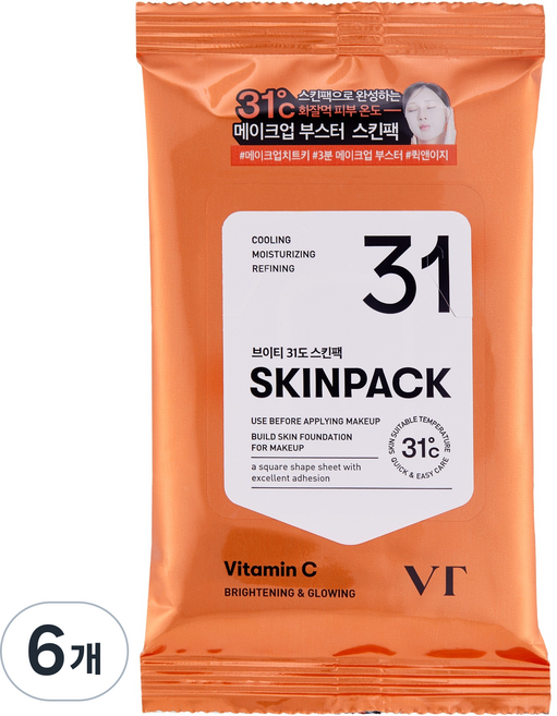 브이티코스메틱 브라이트닝 31도 스킨팩, 6개, 30개입