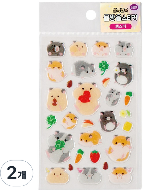 다꾸 반짝반짝 물방울 스티커, 햄스터, 2개