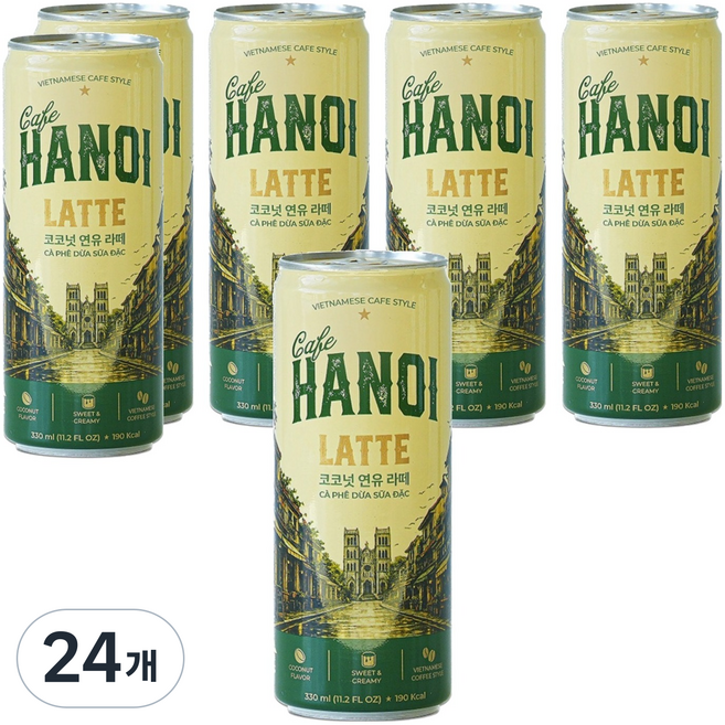 카페하노이 코코넛 연유라떼, 24개, 330ml