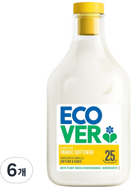 에코버 섬유유연제 뉴 치자꽃&바닐라향 본품, 750ml, 6개