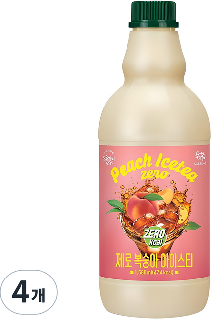 복음자리 제로 복숭아 아이스티, 1.58L, 4개