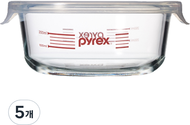 파이렉스 4면 밀폐 계량 저장용기 원형, 5개, 380ml