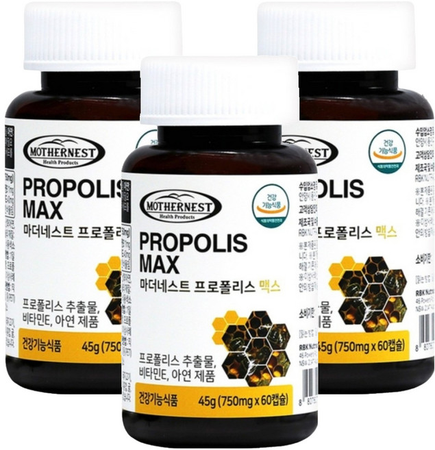 MOTHERNEST 蜂膠Max, 60錠, 3個