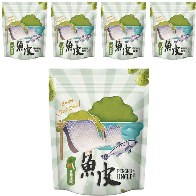 澎湖伯 風味魚皮 青蔥蛋黃, 70g, 5包