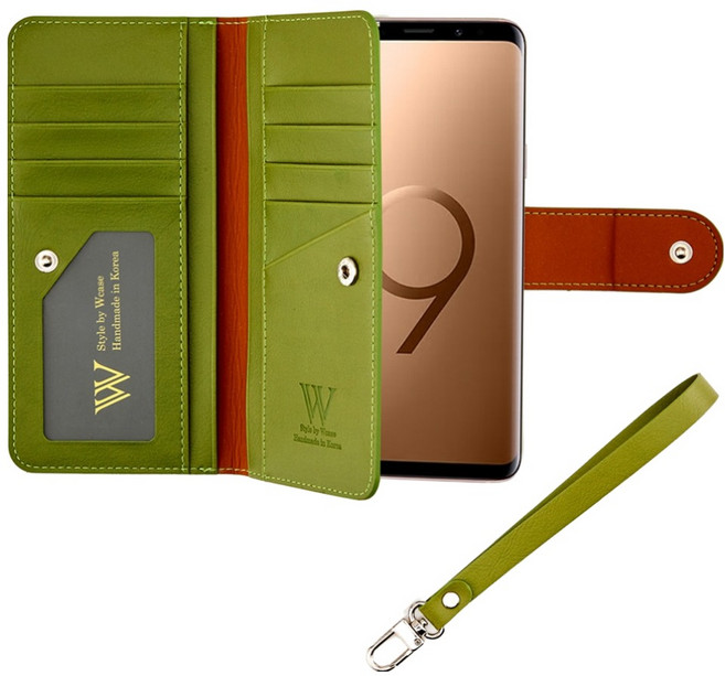 더블유케이스 헤리티지컬렉션 양면지갑 다이어리 휴대폰 케이스 + 핸드스트랩 세트
