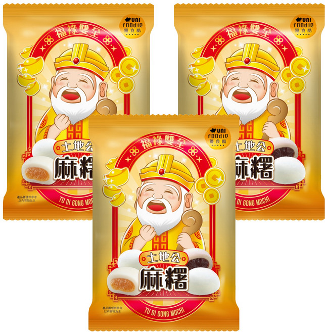 UNI foodie 優食酷 優食酷土地公綜合麻糬, 3個, 150g