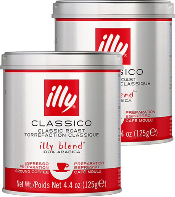 illy 意利 經典烘焙研磨咖啡粉, 義式濃縮, 125g, 2罐