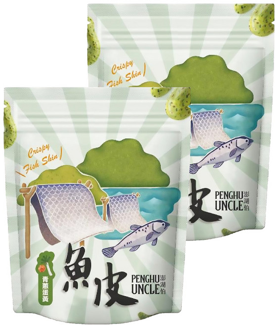 澎湖伯 風味魚皮 青蔥蛋黃, 70g, 2包