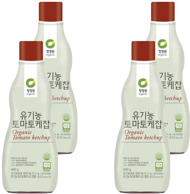 청정원 유기농 토마토케찹, 600g, 4개