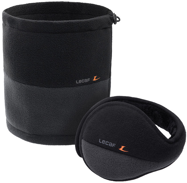 LECAF 雙面頸圍 + 護耳套組 LE3FN112UBK, 黑色, 1套