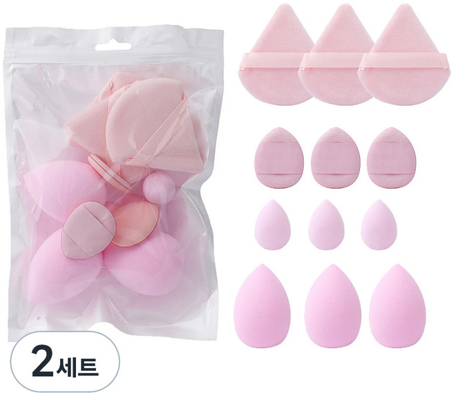 ICores 化妝粉撲 4款 x 3入組, 2套, 粉紅色