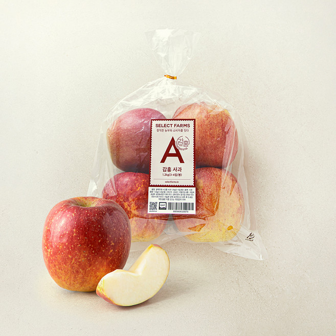 셀렉트팜 A 감홍 사과, 1개, 1.2kg(3~4입)