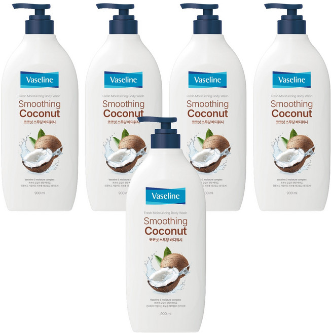 애경바세린 프레시 모이스처라이징 바디워시 코코넛 스무딩, 900ml, 5개