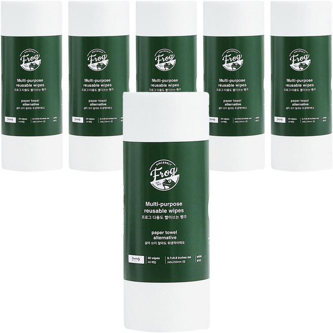 프로그 다용도 빨아쓰는 행주타올, 40개입, 6개