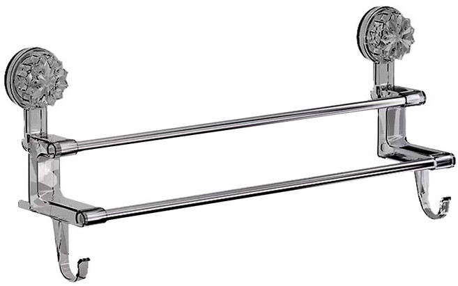 apex Innovation 不鏽鋼雙桿無痕吸盤毛巾架 長款, 透灰, 360g, 1個