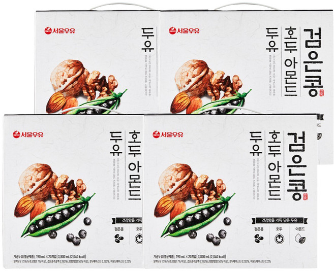 서울우유 검은콩 호두 아몬드 두유, 190ml, 80개