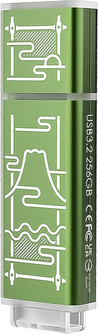 TCELL 冠元科技 老屋顏 台灣經典鐵窗花隨身碟 獨家聯名款 山光水色綠, 256GB, 1個