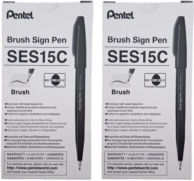 Pentel 飛龍文具 柔繪筆 SES15C-S3 水性, 1色, 2盒